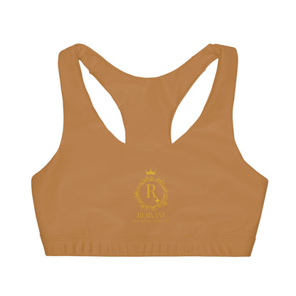 Girls' Double Lined Seamless Sports Bra in Light Brown