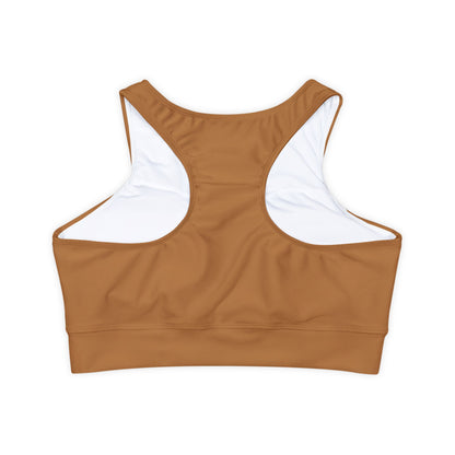 Fully Lined, Padded Sports Bra in Light Brown