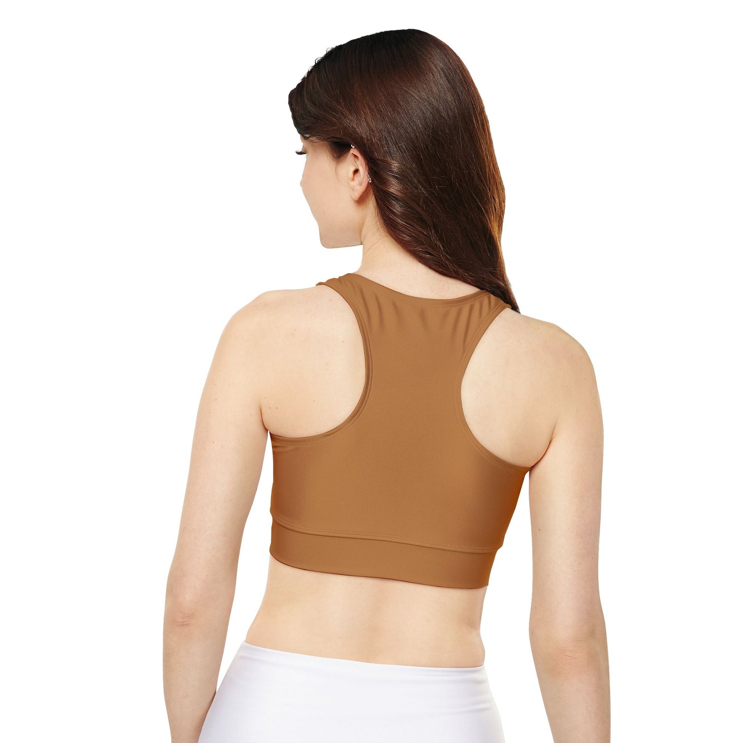 Fully Lined, Padded Sports Bra in Light Brown