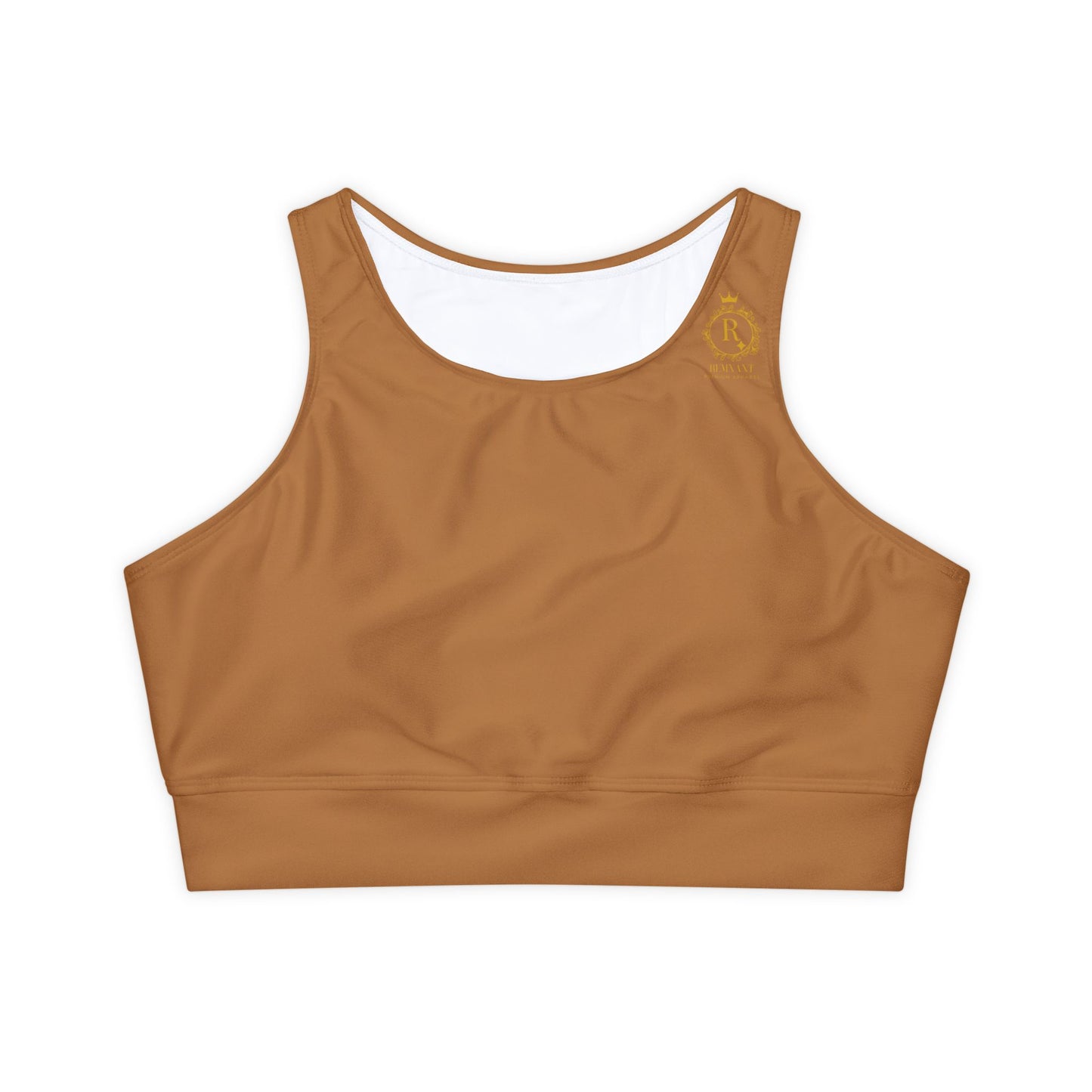 Fully Lined, Padded Sports Bra in Light Brown